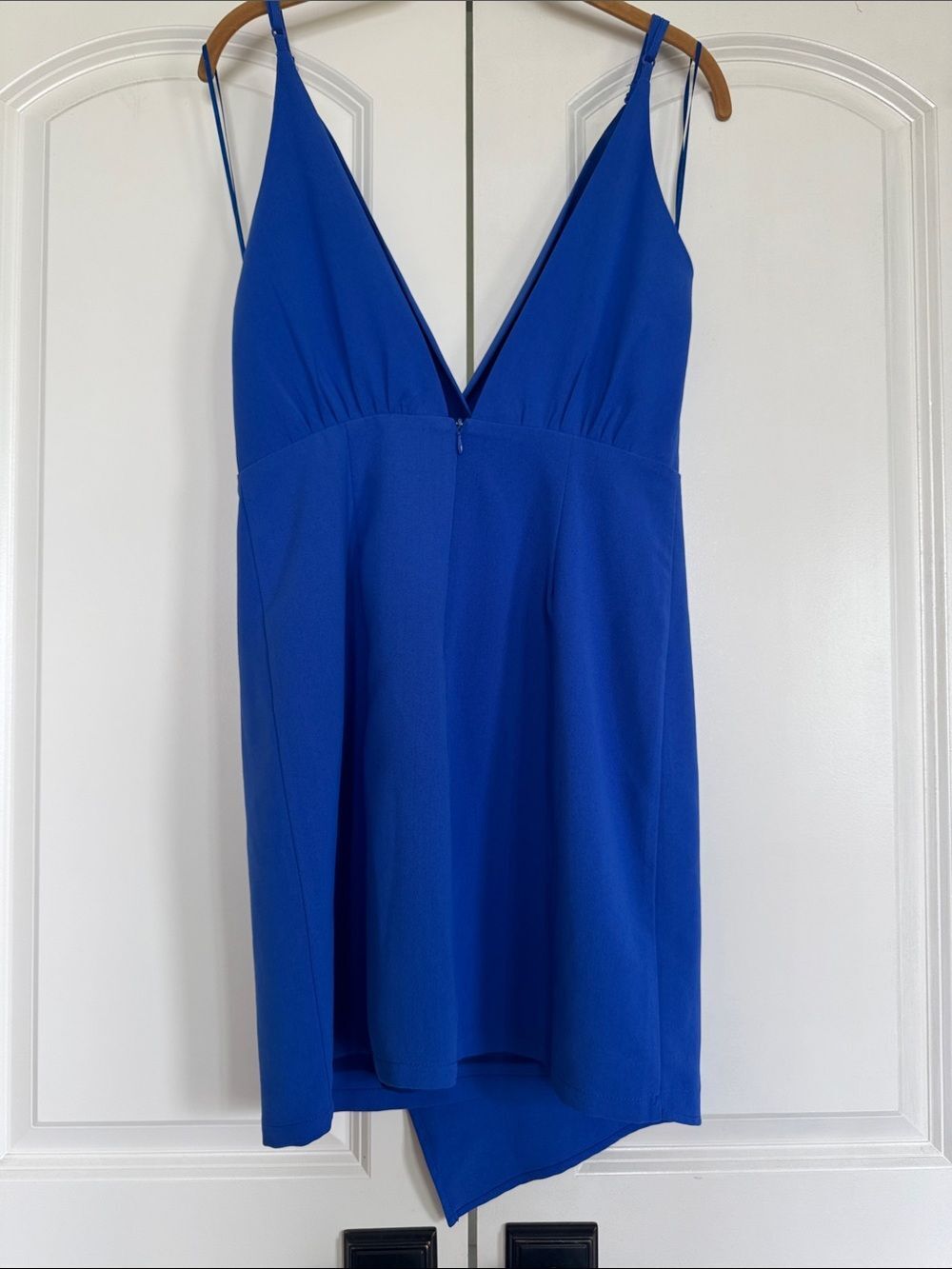 NWT SUGAR LIPS PLUNGE FAUX WRAP DRESS SMALL ROYAL BLUE - Picture 4 of 8